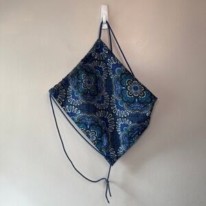 Vera Bradley Blue Tapestry Paisley Print Drawstring Backpack Bag